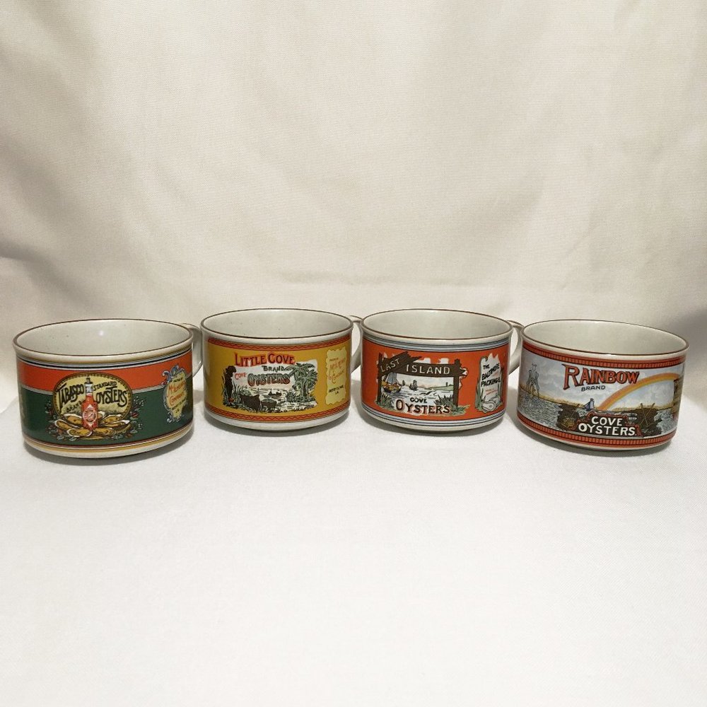 (RARE) Vintage Tabasco Brand Oyster Soup Mugs / Gumbo Bowls with Handle